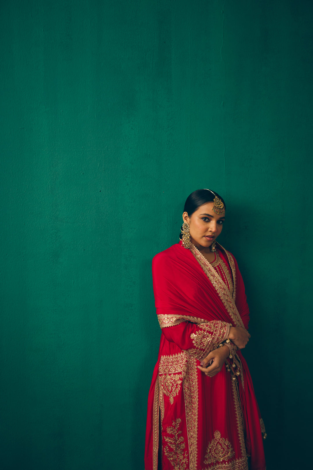 Elegant Red Embroidered Suit