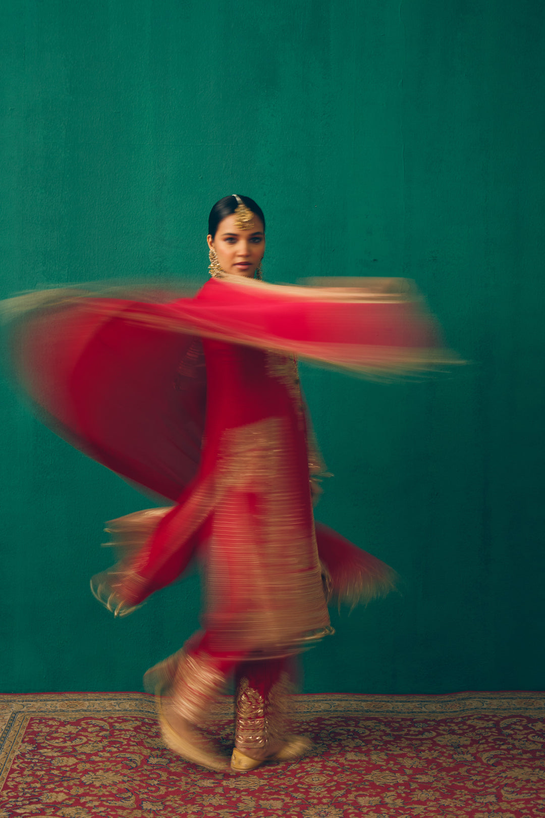 Elegant Red Embroidered Suit