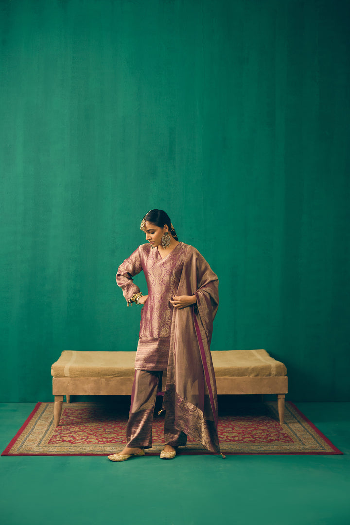 Dusty Plum Traditional Silk Suit Set