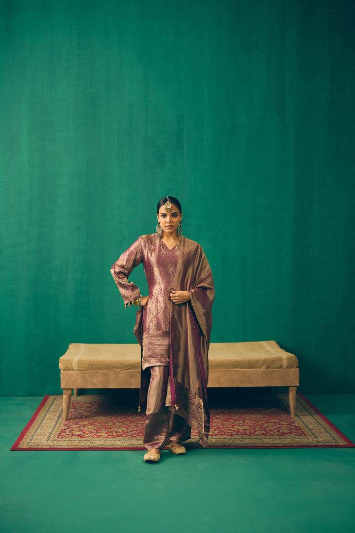 Dusty Plum Traditional Silk Suit Set