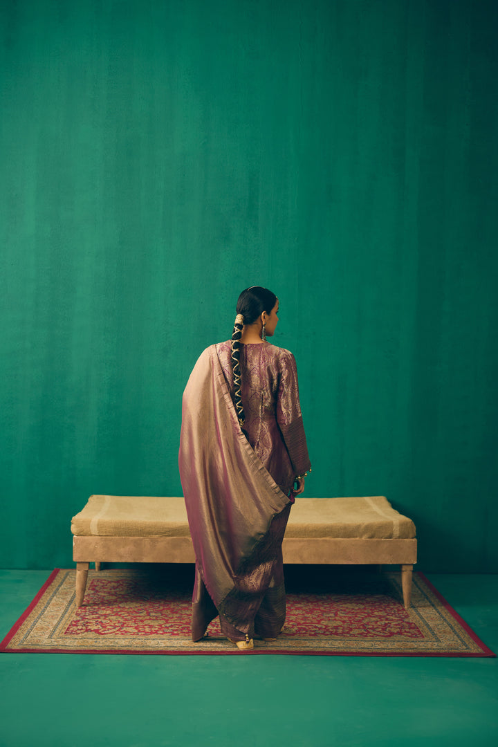 Dusty Plum Traditional Silk Suit Set