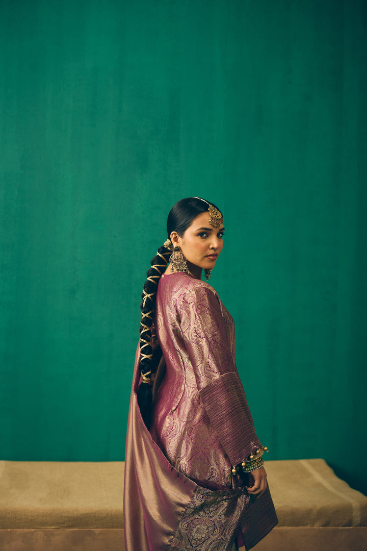 Dusty Plum Traditional Silk Suit Set