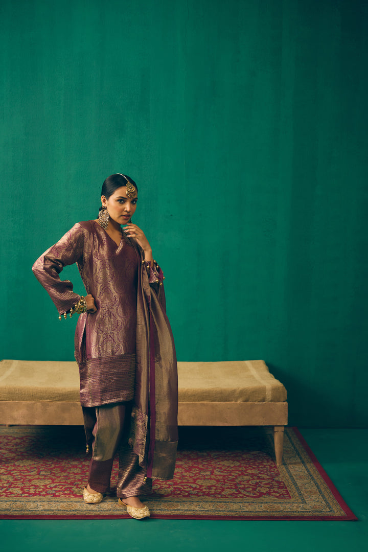 Dusty Plum Traditional Silk Suit Set