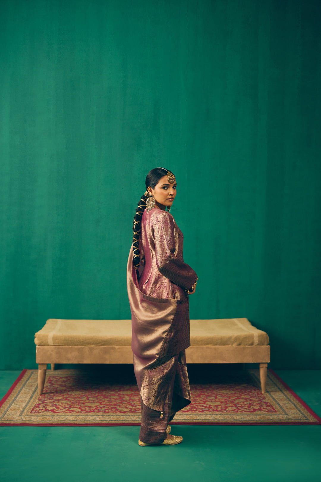 Dusty Plum Traditional Silk Suit Set