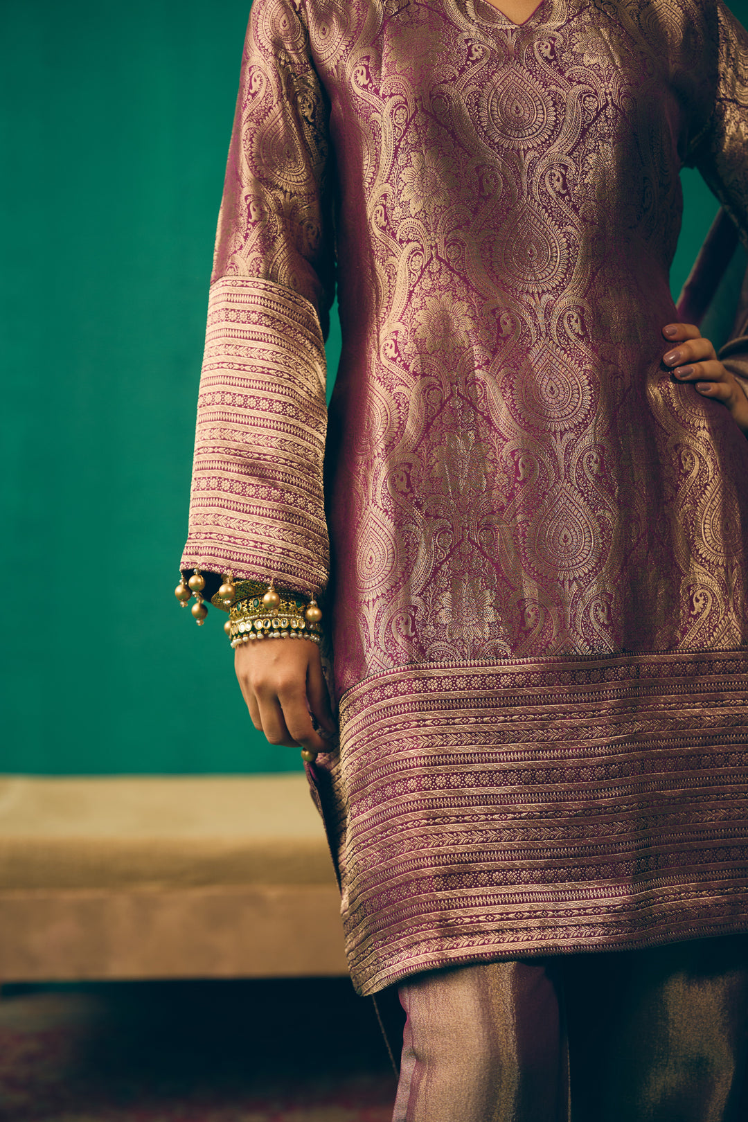 Dusty Plum Traditional Silk Suit Set