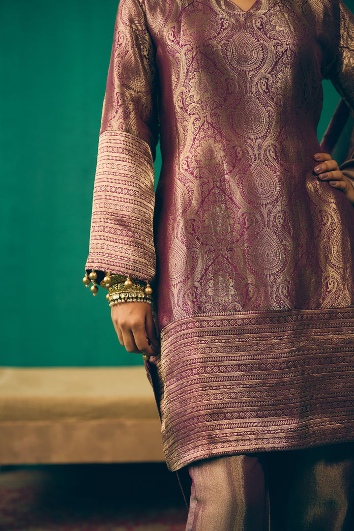 Dusty Plum Traditional Silk Suit Set