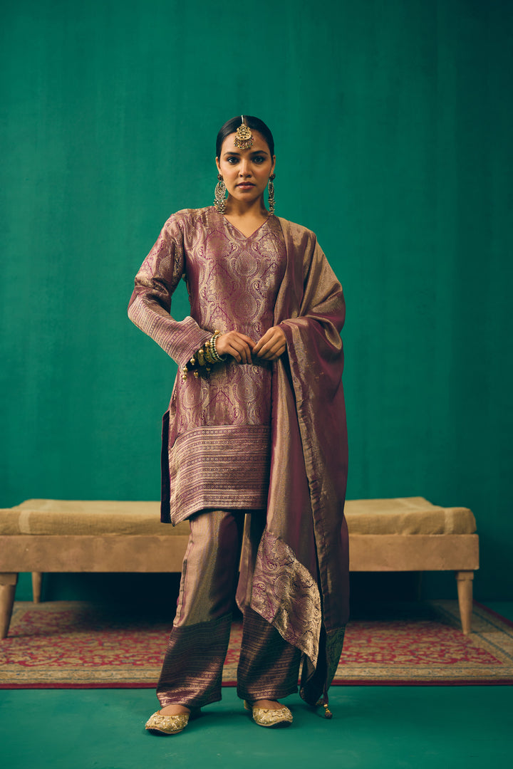 Dusty Plum Traditional Silk Suit Set