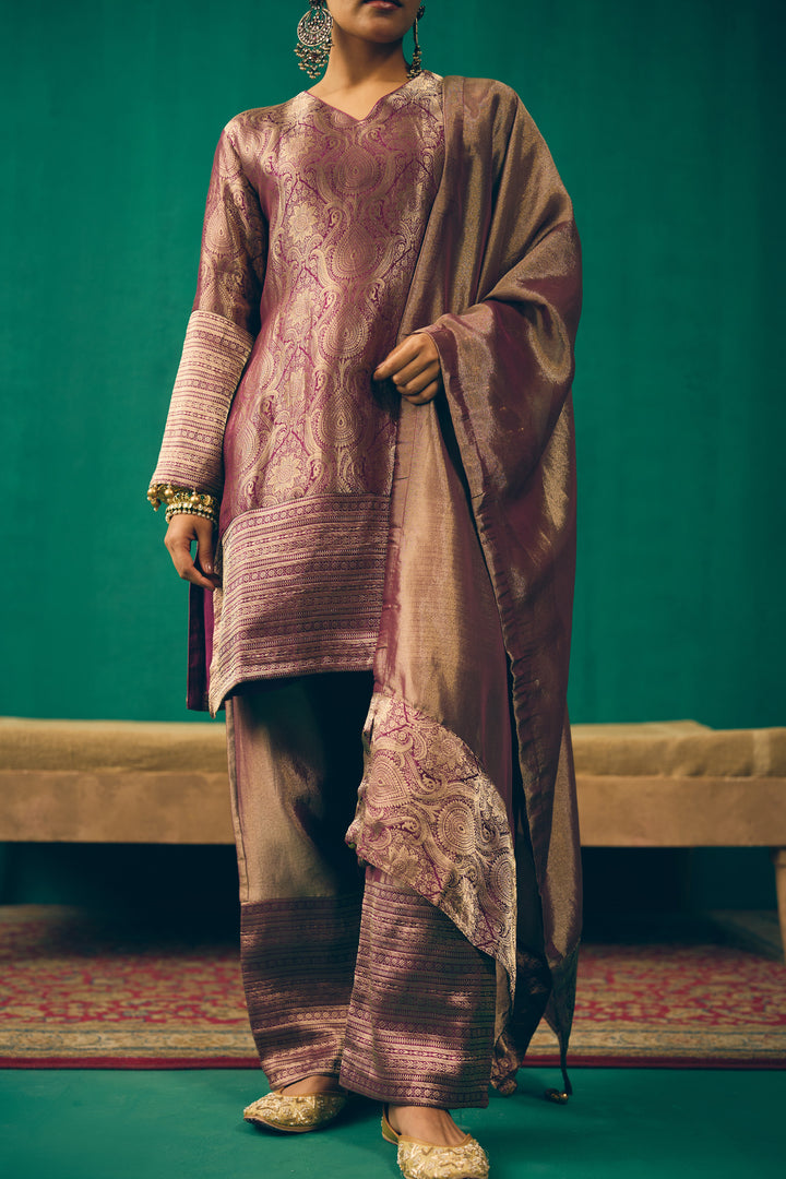Dusty Plum Traditional Silk Suit Set