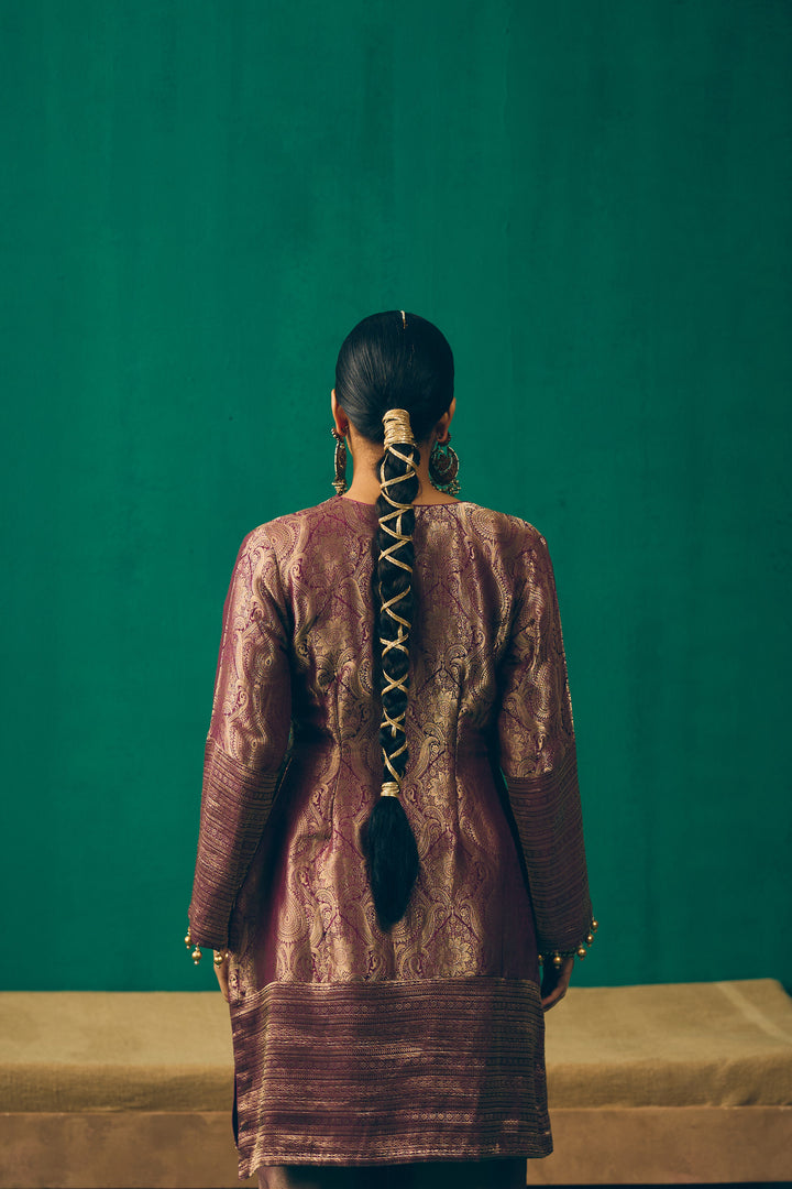 Dusty Plum Traditional Silk Suit Set