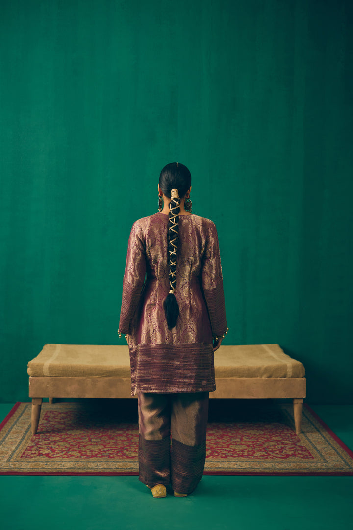 Dusty Plum Traditional Silk Suit Set