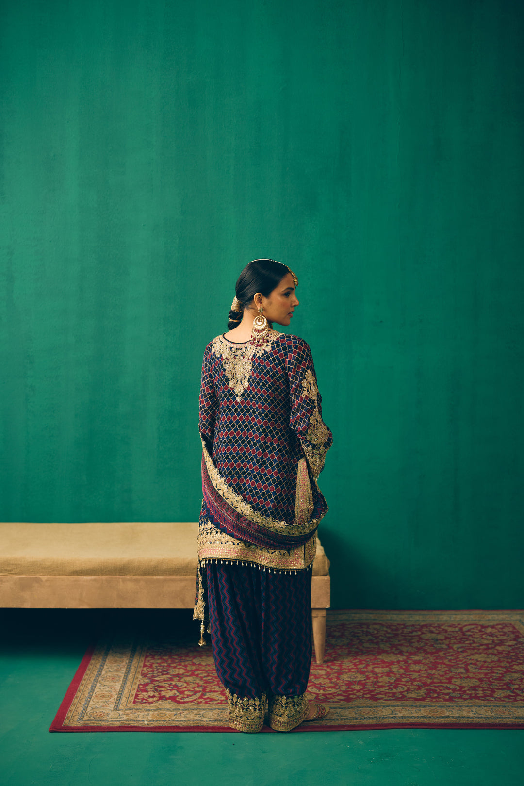 Midnight Blue Sitara Embroidered Silk Kurta Set