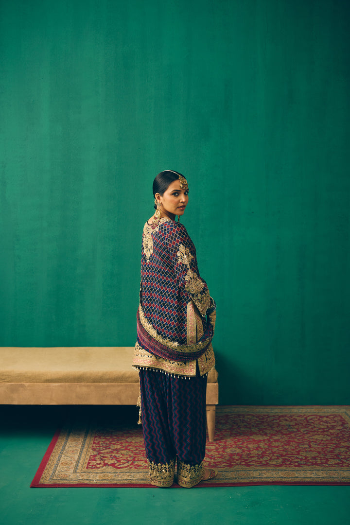 Midnight Blue Sitara Embroidered Silk Kurta Set