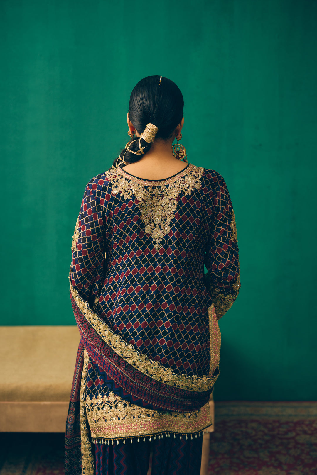 Midnight Blue Sitara Embroidered Silk Kurta Set