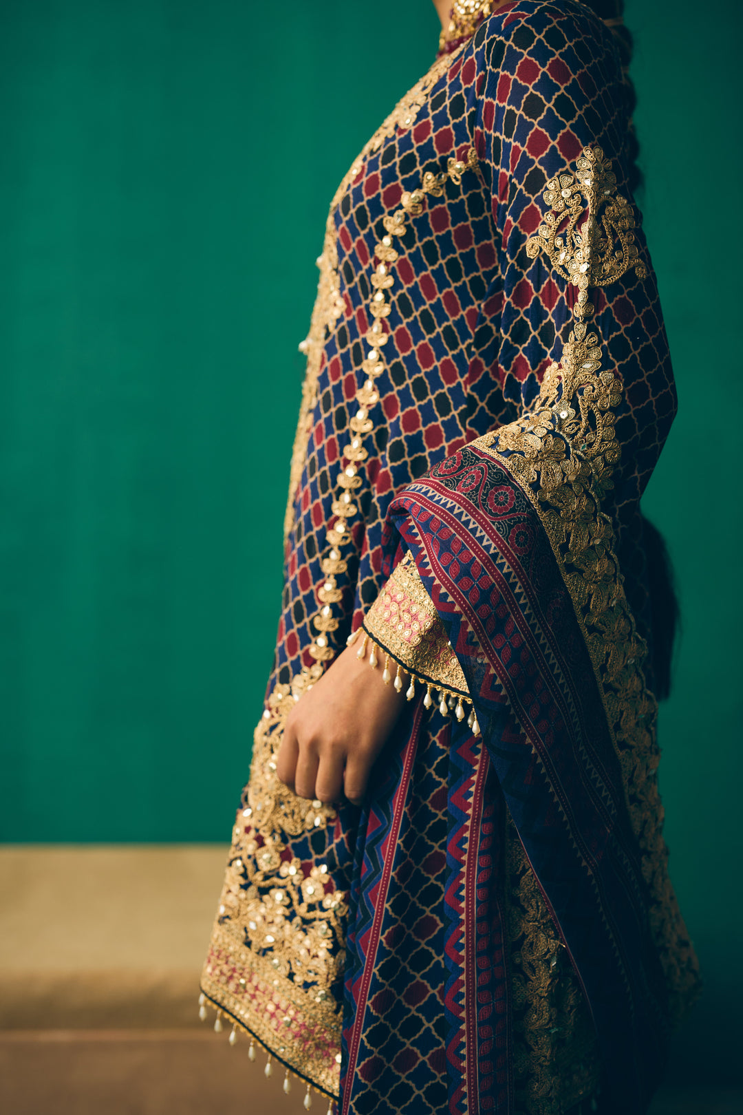 Midnight Blue Sitara Embroidered Silk Kurta Set