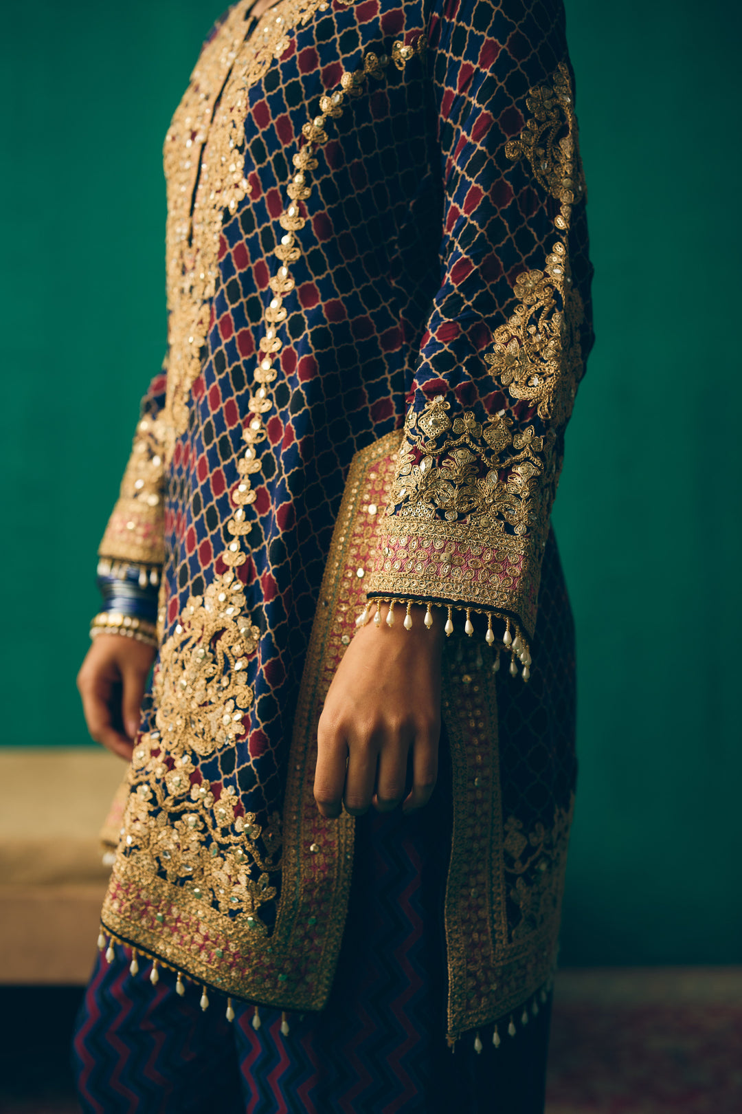 Midnight Blue Sitara Embroidered Silk Kurta Set