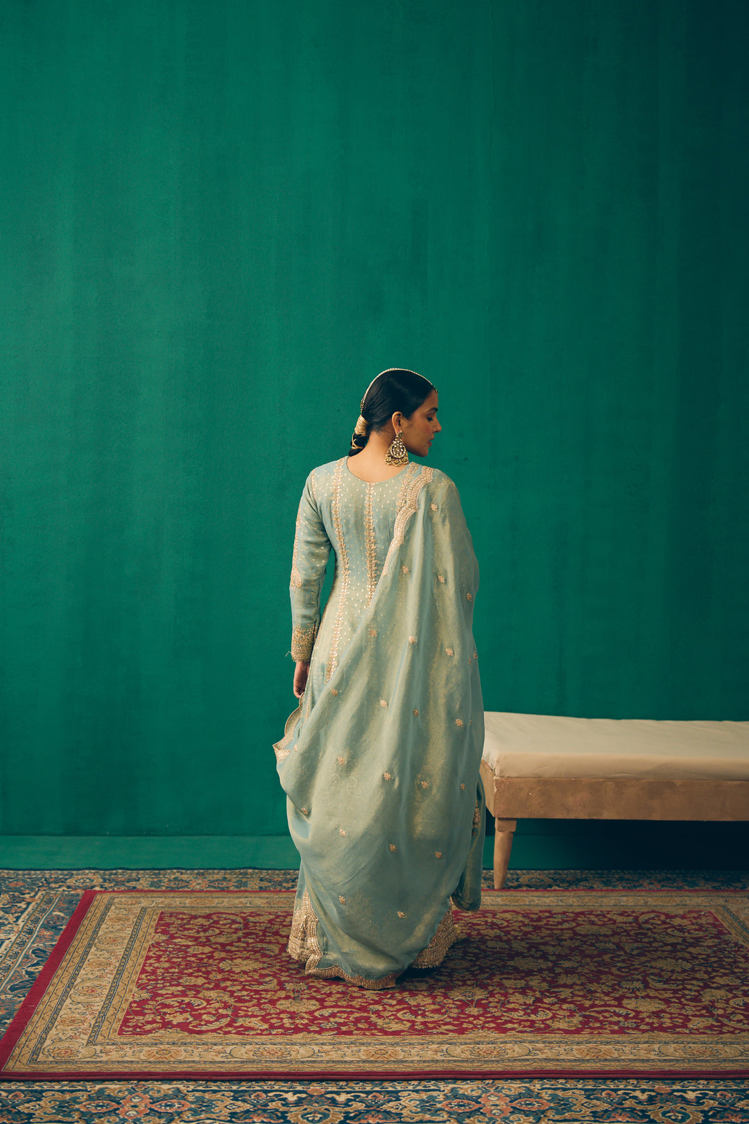 Seafoam Green Heritage Embroidered Kurta Set