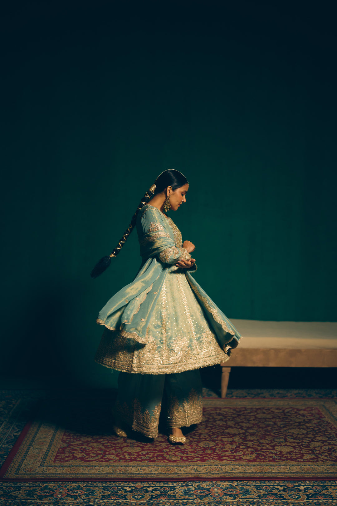 Seafoam Green Heritage Embroidered Kurta Set