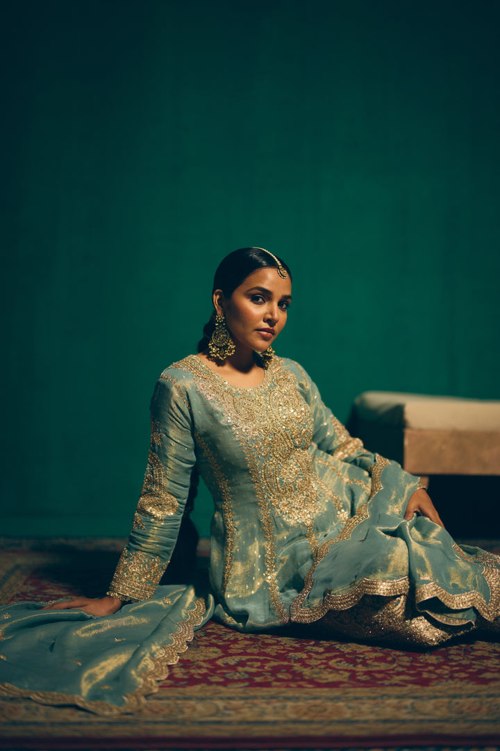 Seafoam Green Heritage Embroidered Kurta Set