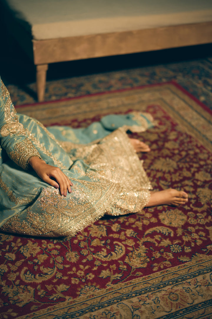 Seafoam Green Heritage Embroidered Kurta Set