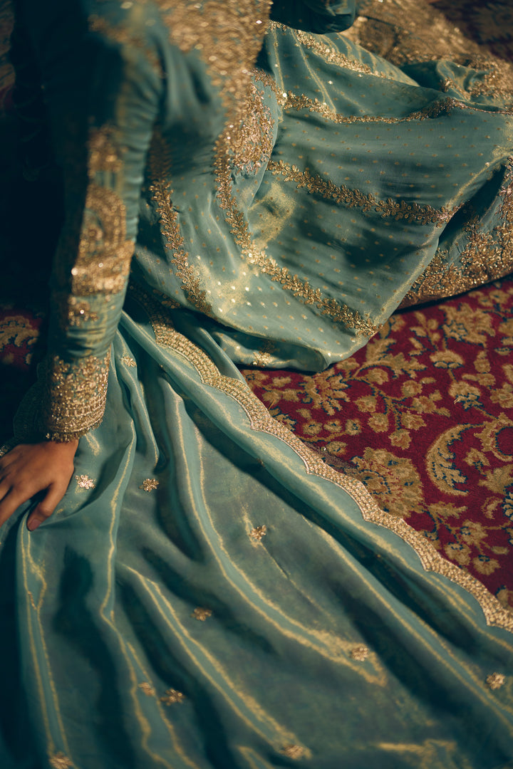 Seafoam Green Heritage Embroidered Kurta Set