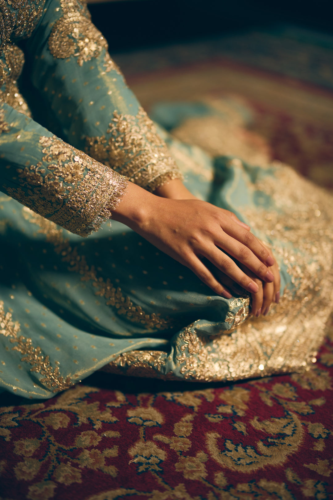 Seafoam Green Heritage Embroidered Kurta Set