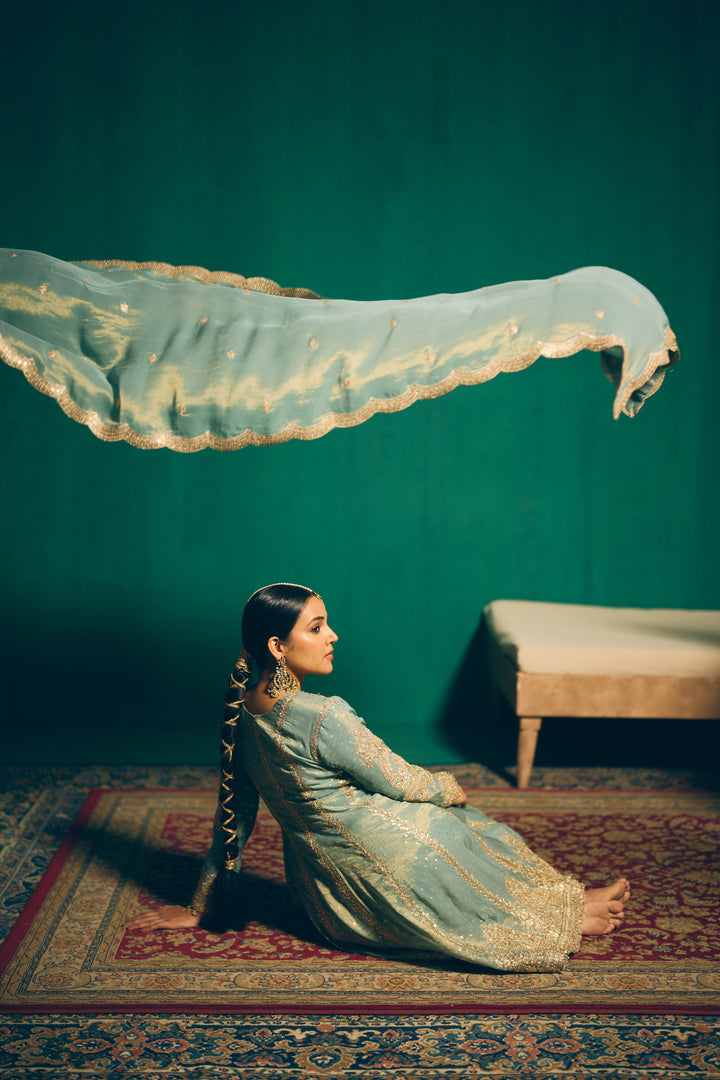 Seafoam Green Heritage Embroidered Kurta Set