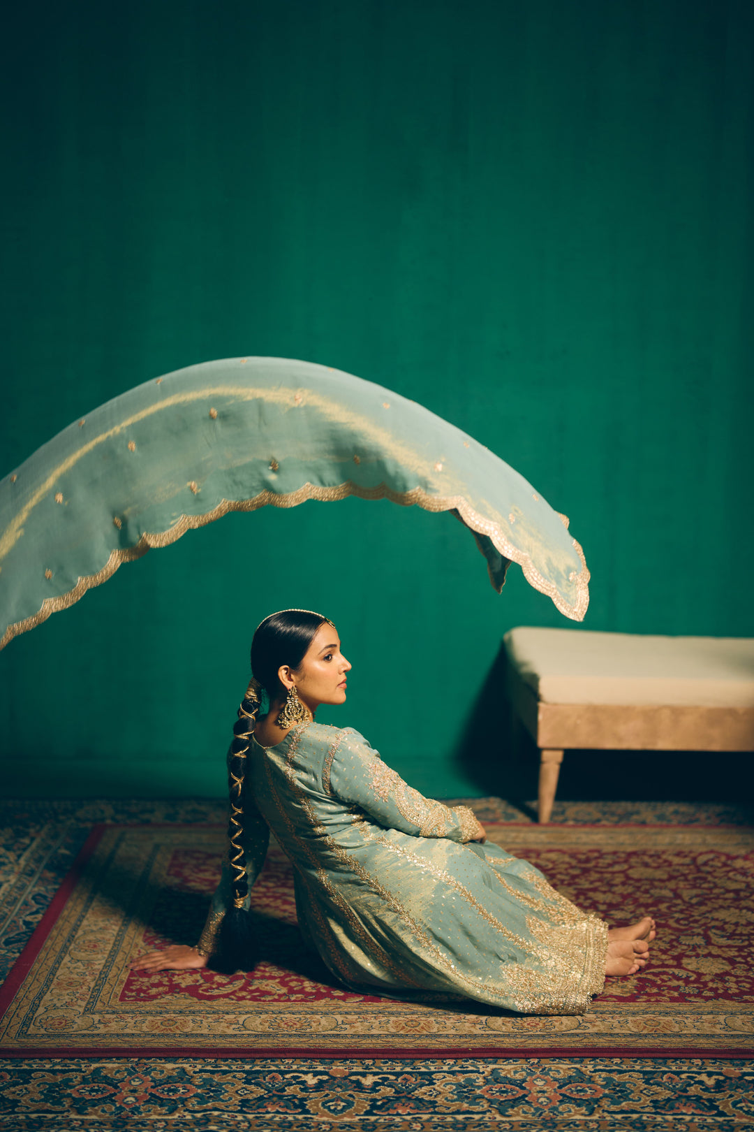 Seafoam Green Heritage Embroidered Kurta Set