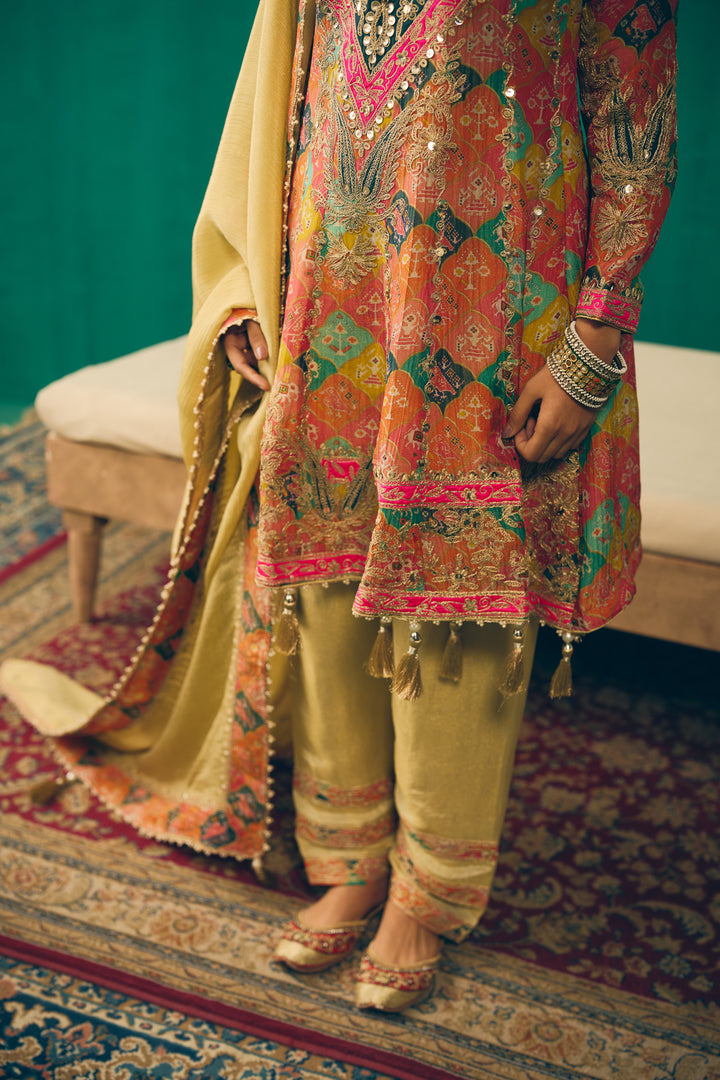 Coral Multicolour Heritage Printed Kurta Set