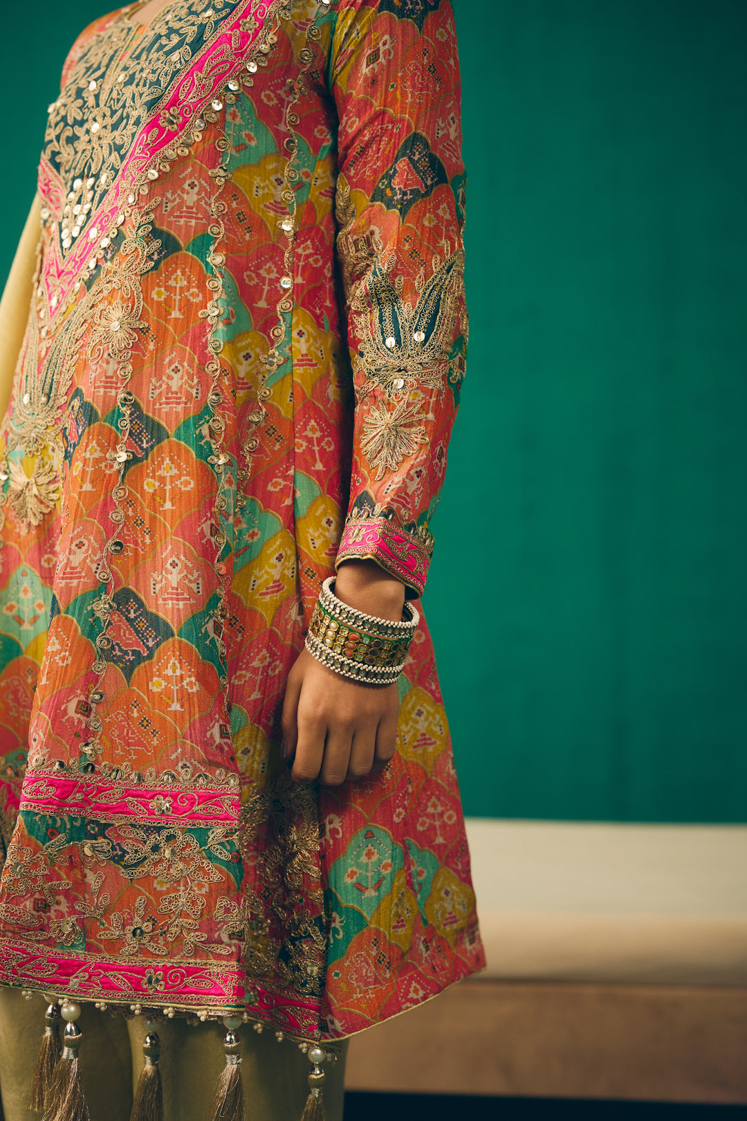 Coral Multicolour Heritage Printed Kurta Set