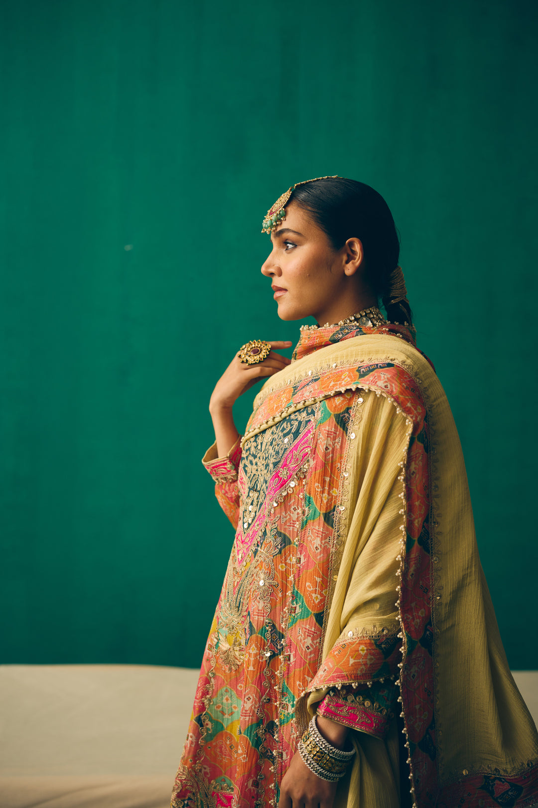 Coral Multicolour Heritage Printed Kurta Set