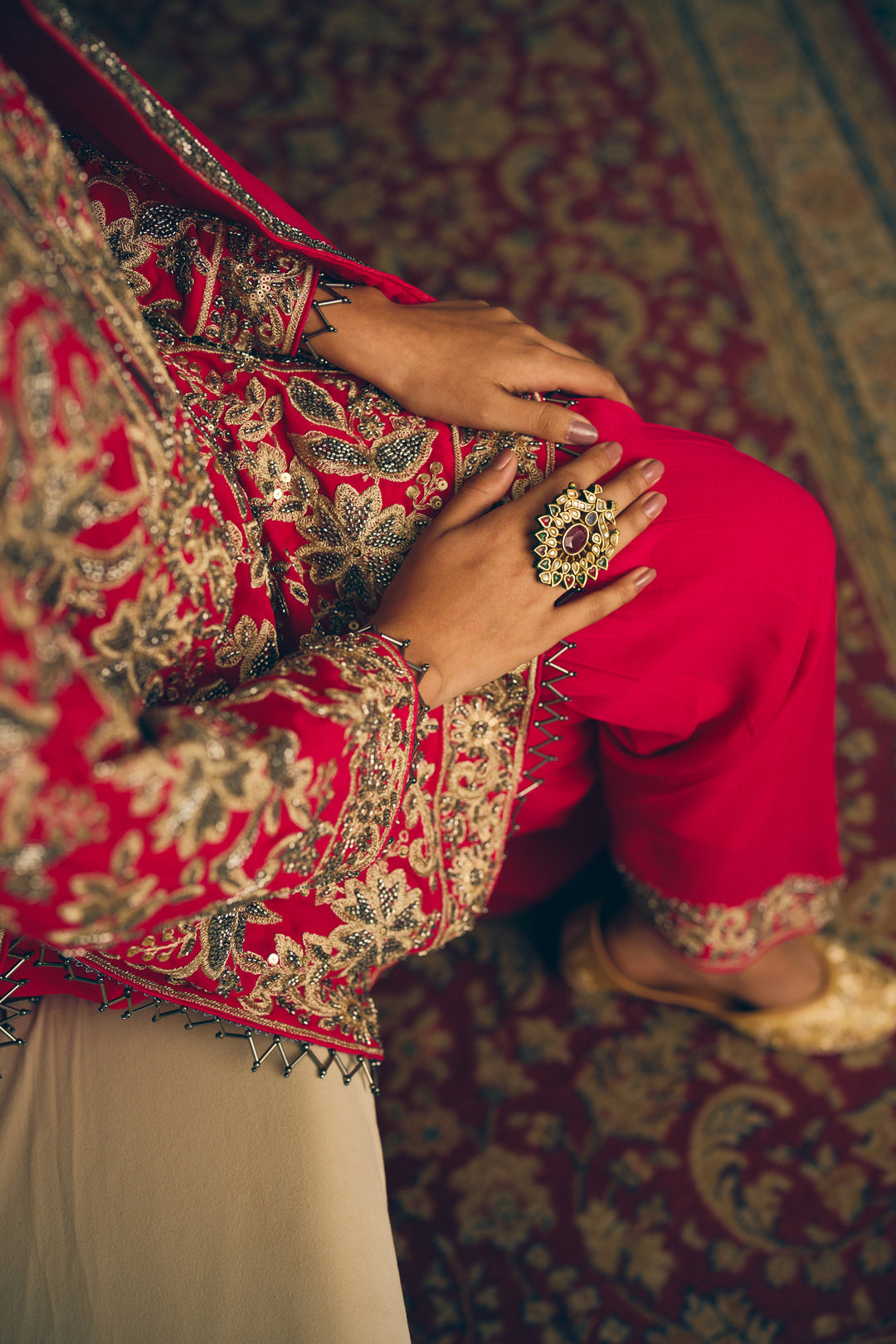 Elegant Hot Pink Traditional Suit with Embellished Dupatta