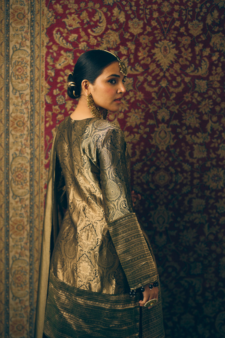 Olive Green Party Wear Ethnic Set