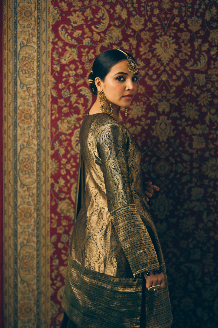 Olive Green Party Wear Ethnic Set