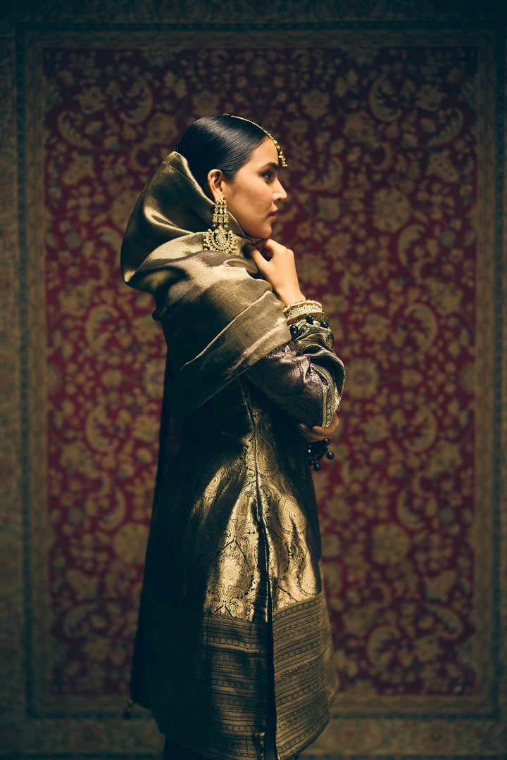 Olive Green Party Wear Ethnic Set