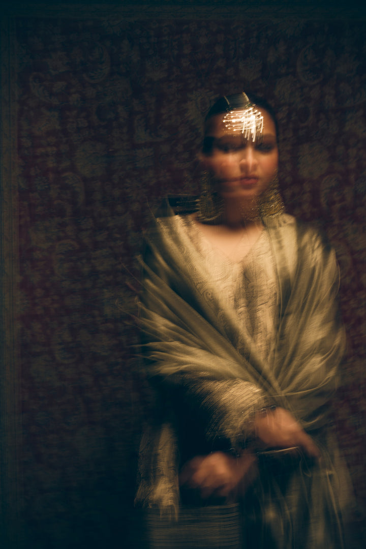 Olive Green Party Wear Ethnic Set