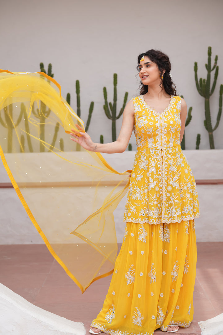 Dillagi Yellow Sharara set