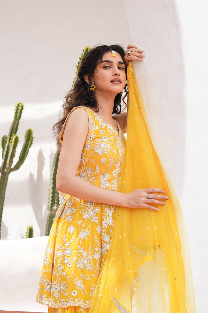 Dillagi Yellow Sharara set