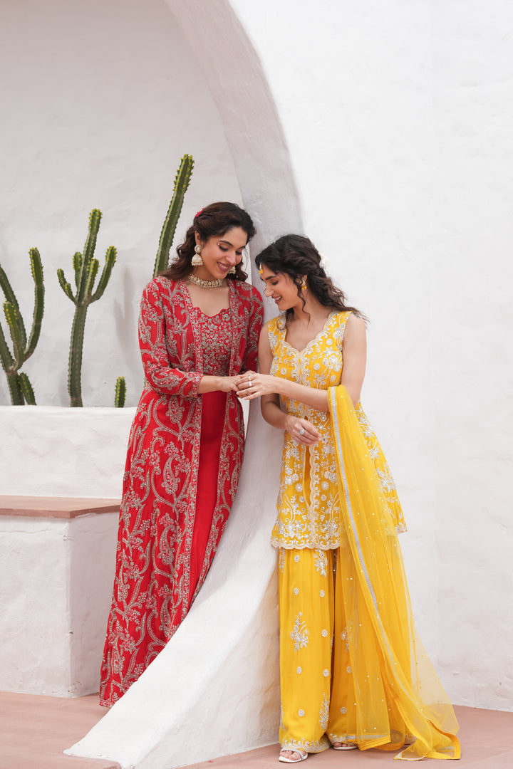 Dillagi Yellow Sharara set