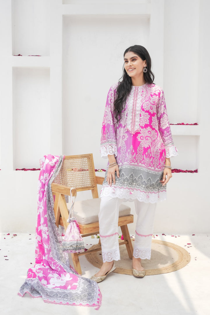 Juhi Pink Floral Cotton Suit Set