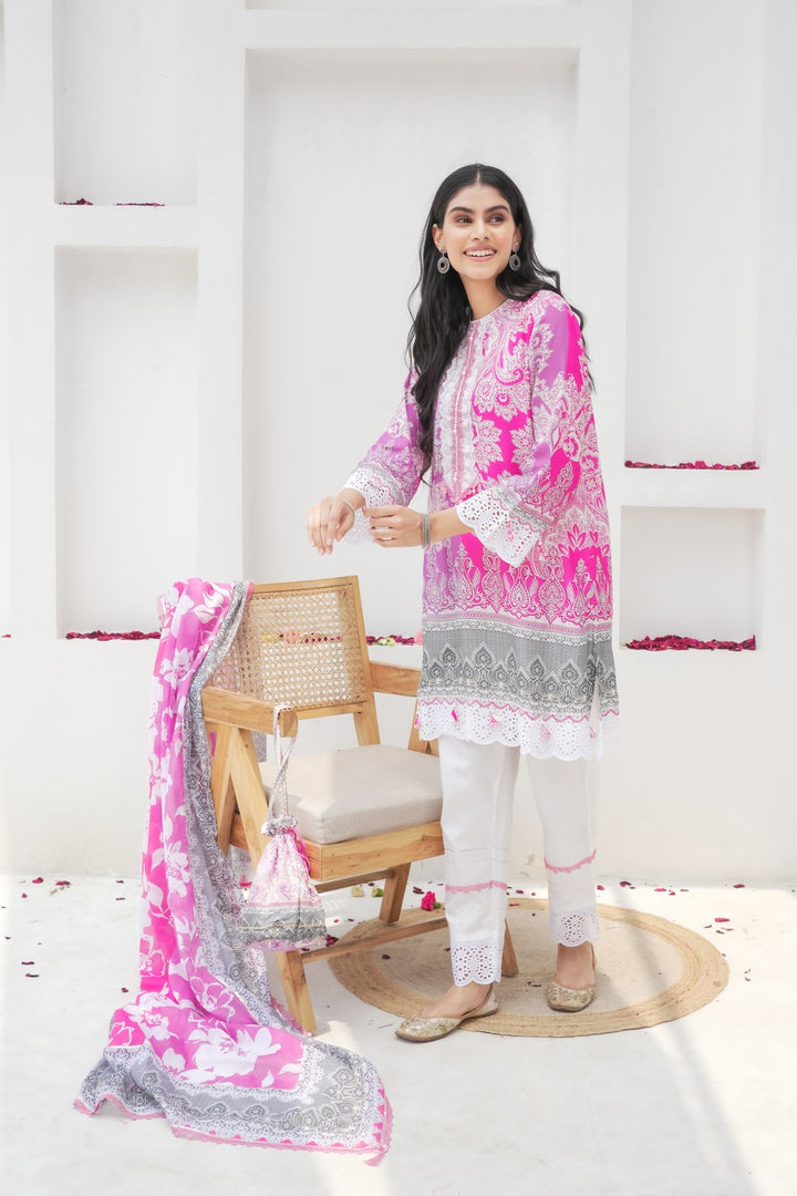 Juhi Pink Floral Cotton Suit Set