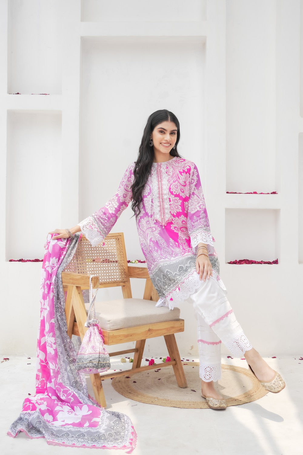 Juhi Pink Floral Cotton Suit Set