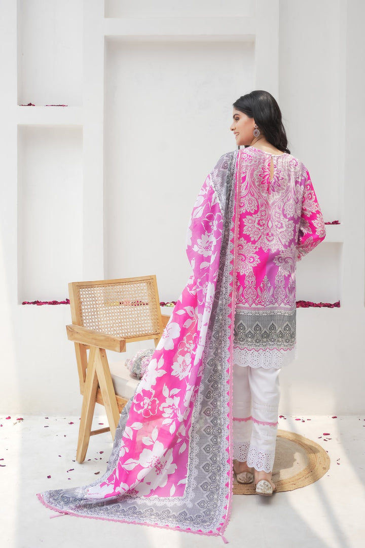 Juhi Pink Floral Cotton Suit Set