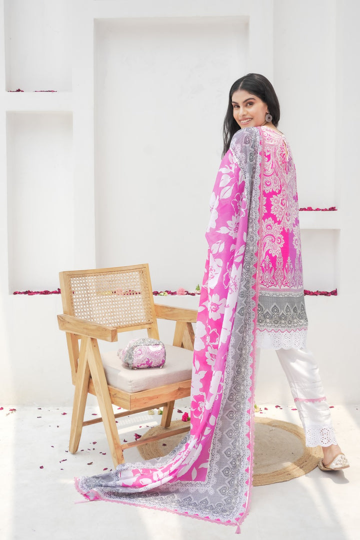 Juhi Pink Floral Cotton Suit Set