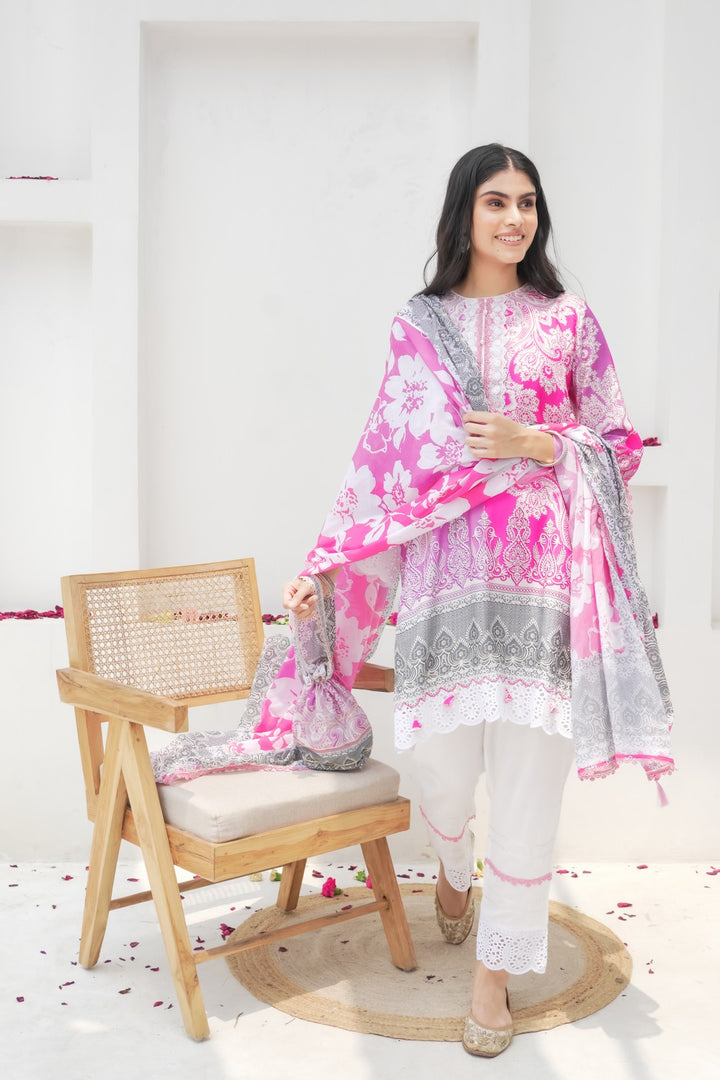 Juhi Pink Floral Cotton Suit Set