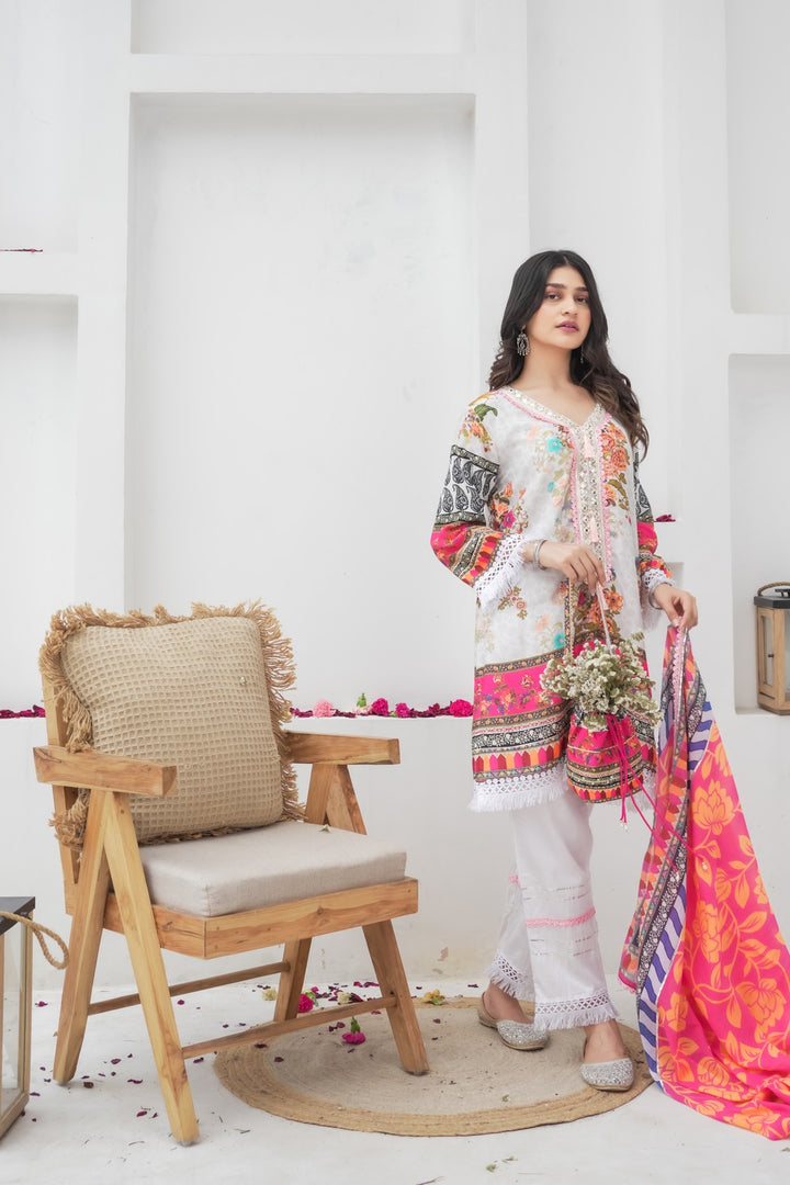 Gul Red Printed Cotton Suit Set