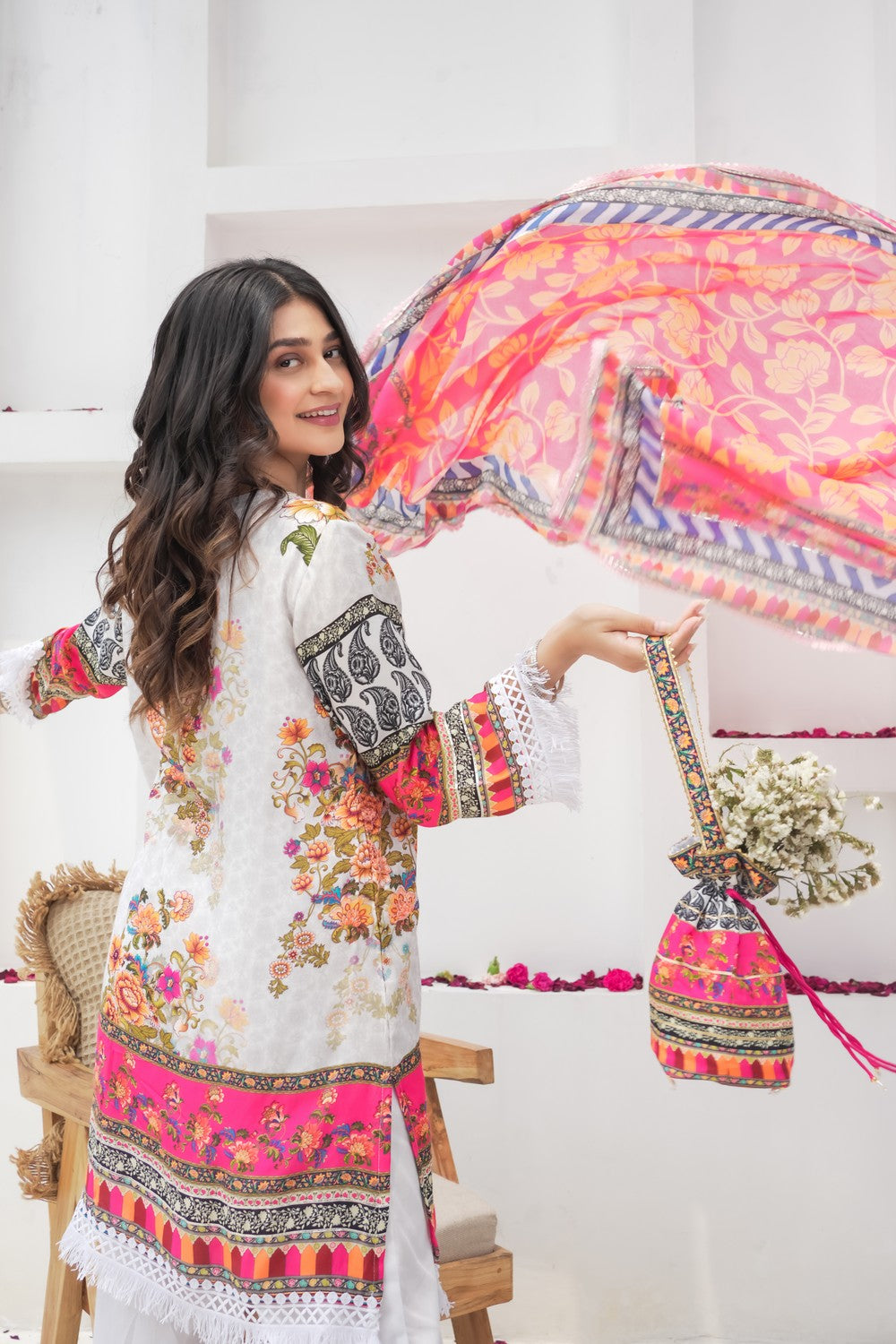 Gul Red Printed Cotton Suit Set