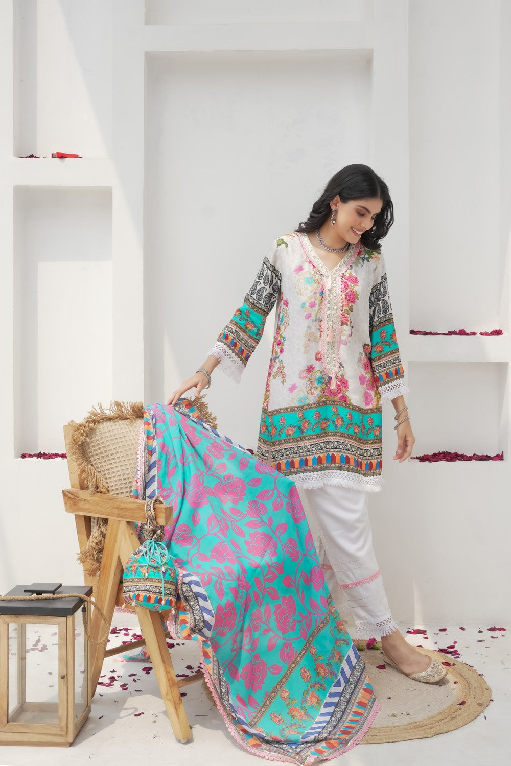 Gul Blue Printed Cotton Suit Set