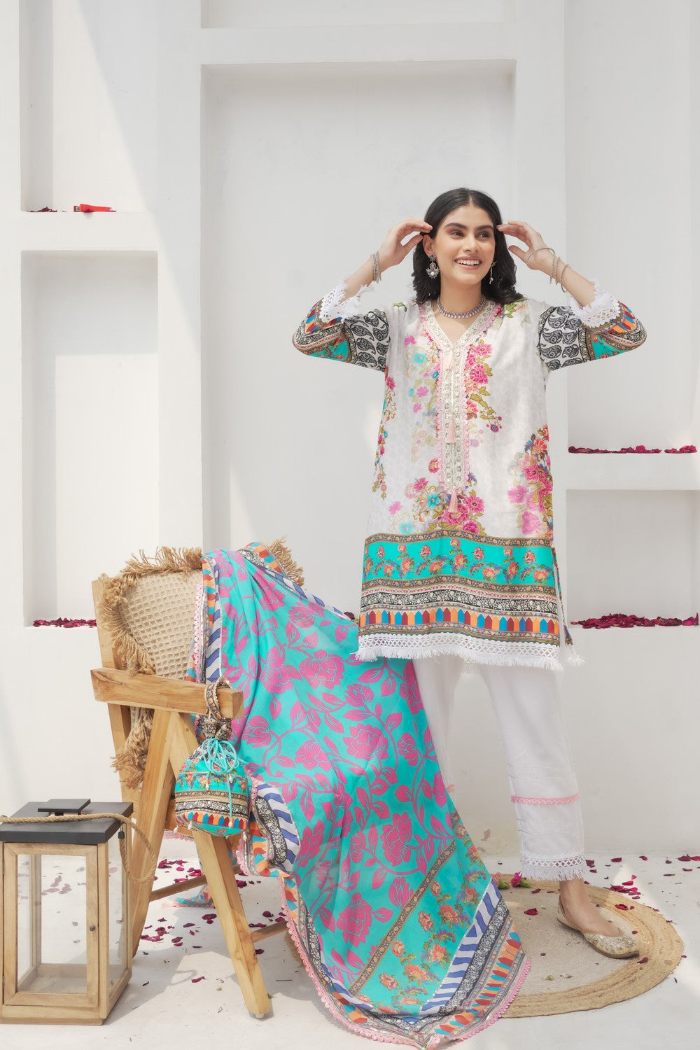 Gul Blue Printed Cotton Suit Set