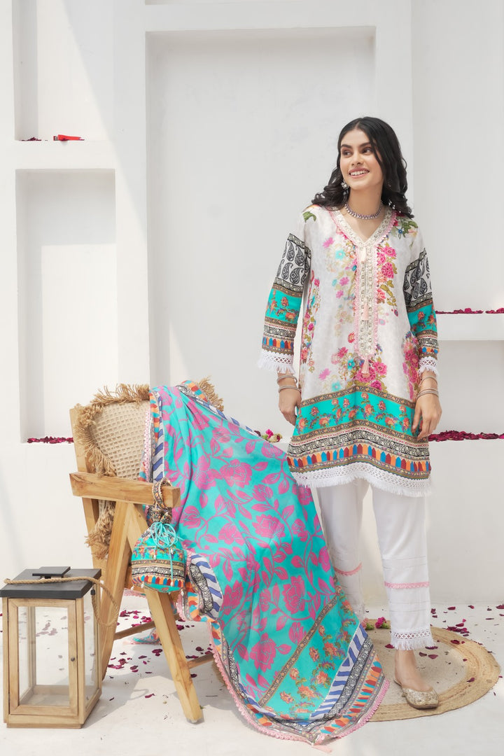 Gul Blue Printed Cotton Suit Set