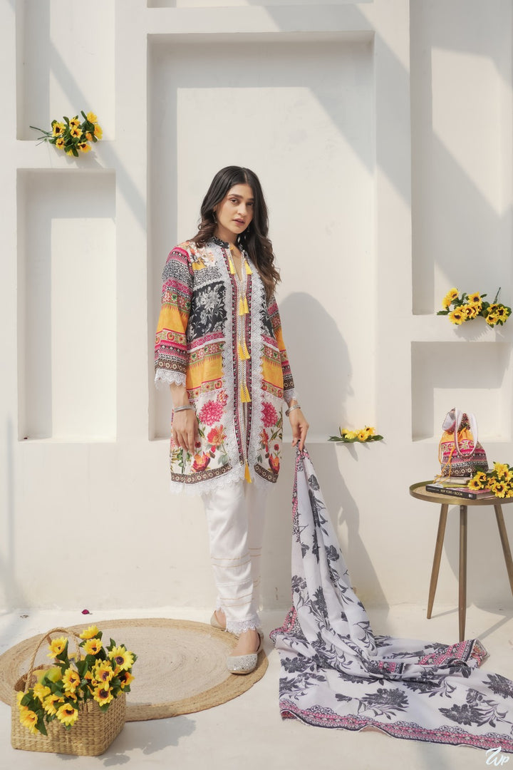 Gulmohar Tasseled Cotton Suit Set